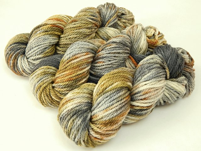 Hand Dyed Yarn, Bulky Weight 100% Superwash Merino Wool - Potluck Greys & Browns - Indie Dyer One of a Kind Thick Chunky Knitting Yarn