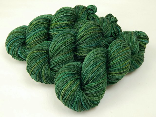 Hand Dyed Yarn, Worsted Weight Superwash 100% Merino Wool - Forest Multi - Multicolor Green Indie Dyer Knitting Yarn, Ready to Ship