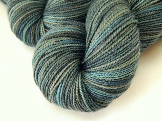 Hand Dyed Sock Yarn, Fingering Weight Superwash 100% Merino Wool - Storm Clouds - Indie Dyer Knitting Yarn, Blue Grey Gray Variegated Yarn