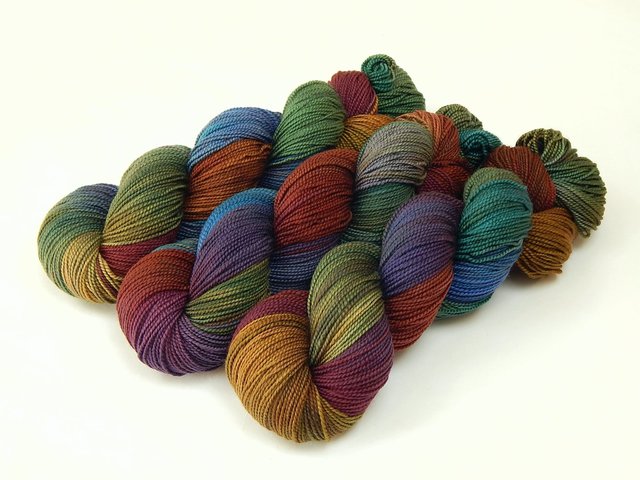 Hand Dyed Yarn, Sock Fingering Weight Superwash Merino Wool - Potluck Rainbow - Deep Rich Multicolor Knitting Yarn, Indie Dyer Sock Yarn