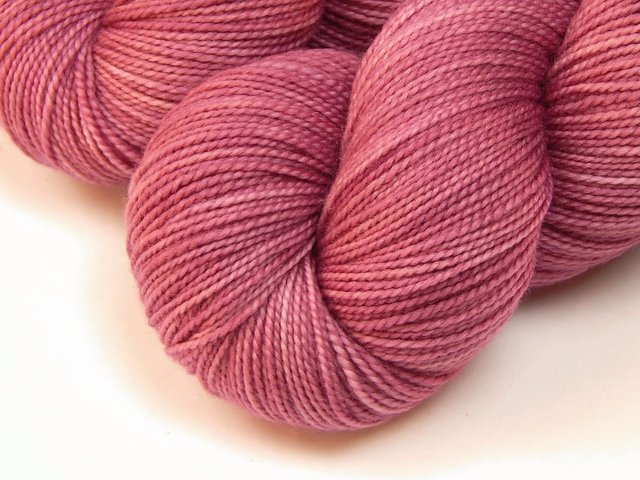 Hand Dyed Yarn, Fingering Weight Superwash 100% Merino Wool - Sorbet - Indie Dyer Knitting Yarn, Handdyed Sock Yarn Rose Pink Tonal