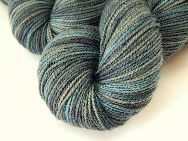 Hand Dyed Sock Yarn, Fingering Weight Superwash 100% Merino Wool - Storm Clouds - Indie Dyer Knitting Yarn, Blue Grey Gray Variegated Yarn