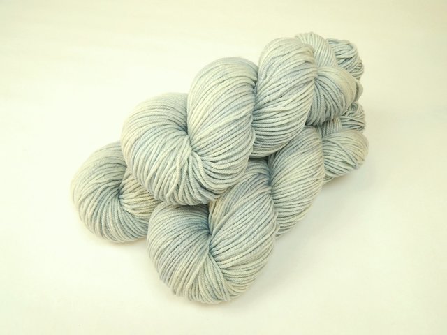 Hand Dyed Yarn, DK Weight Superwash Merino Wool - Potluck Ice Blue - Soft Washable Pale Blue Indie Dyer Yarn, Tonal Yarn for Knitting Crochet 