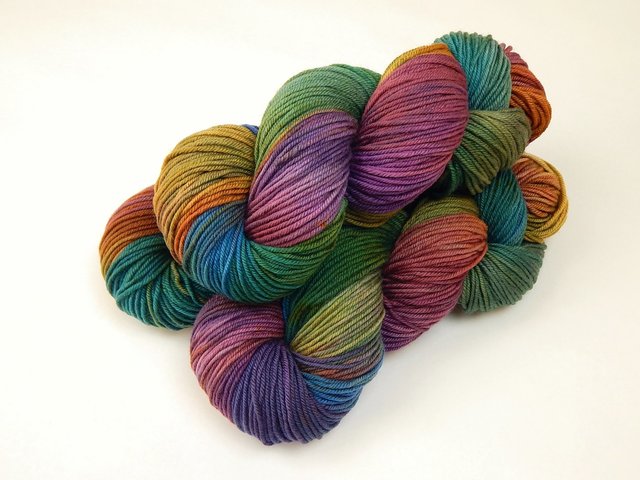 Hand Dyed Yarn, DK Weight Superwash Merino Wool - Potluck Rainbow - Soft Washable Multicolor Indie Dyer Yarn, Vibrant Colors Wool Yarn for Knitting Crochet
