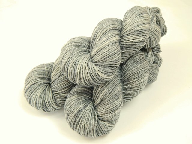 Hand Dyed Yarn, DK Weight 100% Superwash Merino Wool - Silver Lining - Indie Dyed Knitting Yarn, Light Grey Gray Tonal Yarn, Crochet Yarn