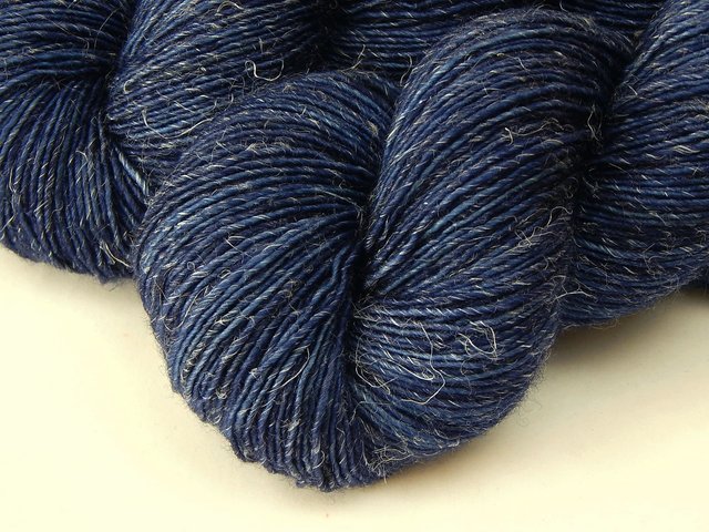 Limited Edition! Hand Dyed Yarn, Sock Fingering Weight Superwash Merino Wool & Linen Blend - Ink Tonal - Navy Blue Indie Dyer Knitting Yarn