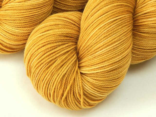 Limited Edition! Hand Dyed Yarn, Light Fingering Weight Superwash Merino Wool & Nylon Blend - Honey Mustard - Indie Dyer Knitting Yarn, Yellow Gold