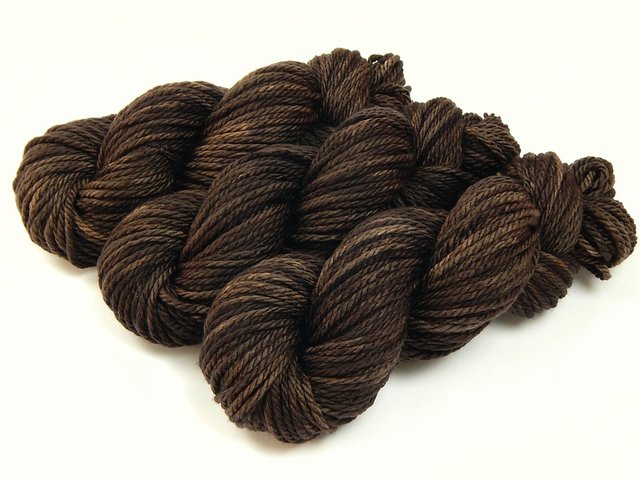 Hand Dyed Yarn, Bulky Weight 100% Superwash Merino Wool - Bark Tonal - Dark Chocolate Brown Variegated Chunky Knitting Yarn