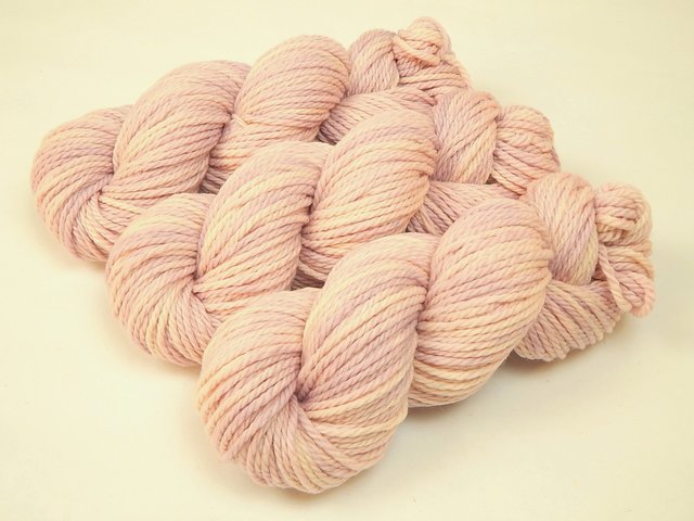 Bulky Hand Dyed Yarn, 100% Superwash Merino Wool - Petal - Semi Solid Pale Pink Chunky Knitting Yarn