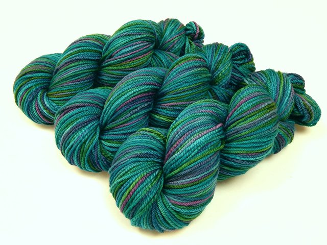Hand Dyed Yarn, Worsted Weight Superwash Merino Wool - Aegean Multi - Soft Indie Dyed Knitting Yarn, Multicolor Turquoise Blue Green Yarn