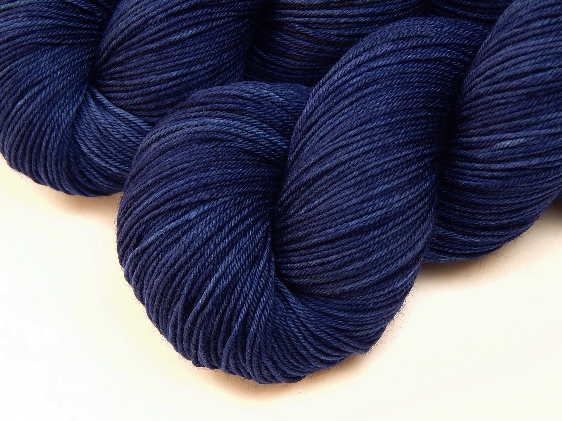 Hand Dyed Sock Yarn, Fingering Weight 4 Ply Superwash Merino Wool - Ink Tonal - Dark Blue Knitting Yarn, Navy Hand Dyed Yarn