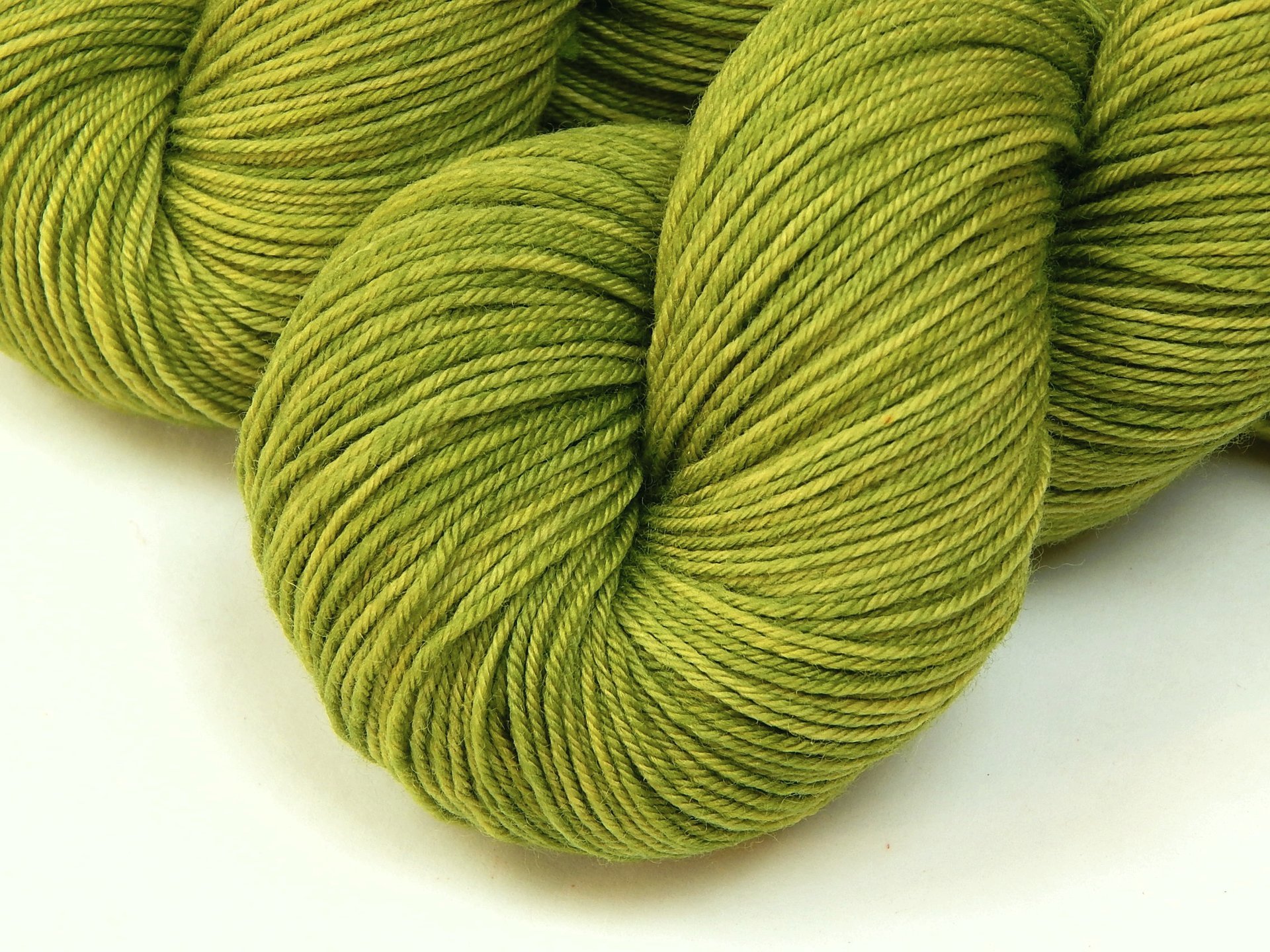 Hand Dyed Yarn, Sock Fingering Weight 4 Ply Superwash Merino Wool Yarn - Lettuce Tonal - Indie Dyer Knitting Yarn, Yellow Green Lime