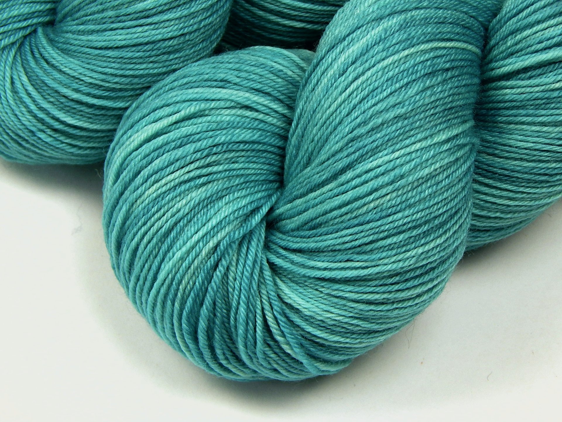 Hand Dyed Yarn, Fingering Sock Weight 4 Ply Superwash Merino Wool - Pool - Tonal Soft Turquoise Knitting Yarn, Blue Green Aqua Sock Yarn