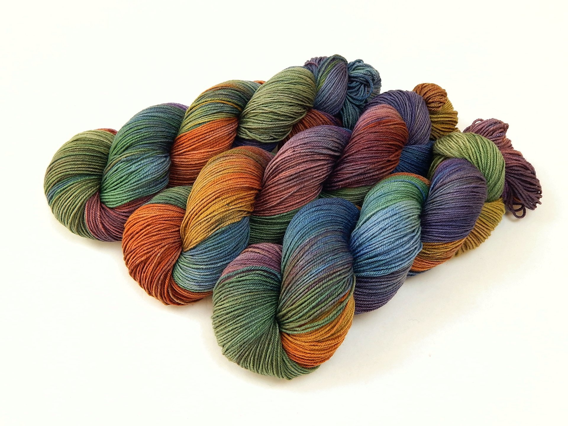 Hand Dyed Yarn, Fingering Sock Weight 4 Ply Superwash Merino Wool - Potluck Rainbow - Indie Dyer Colorful OOAK Knitting Yarn 